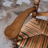 Pair of turned wooden spool armchairs, mid-20th century, France