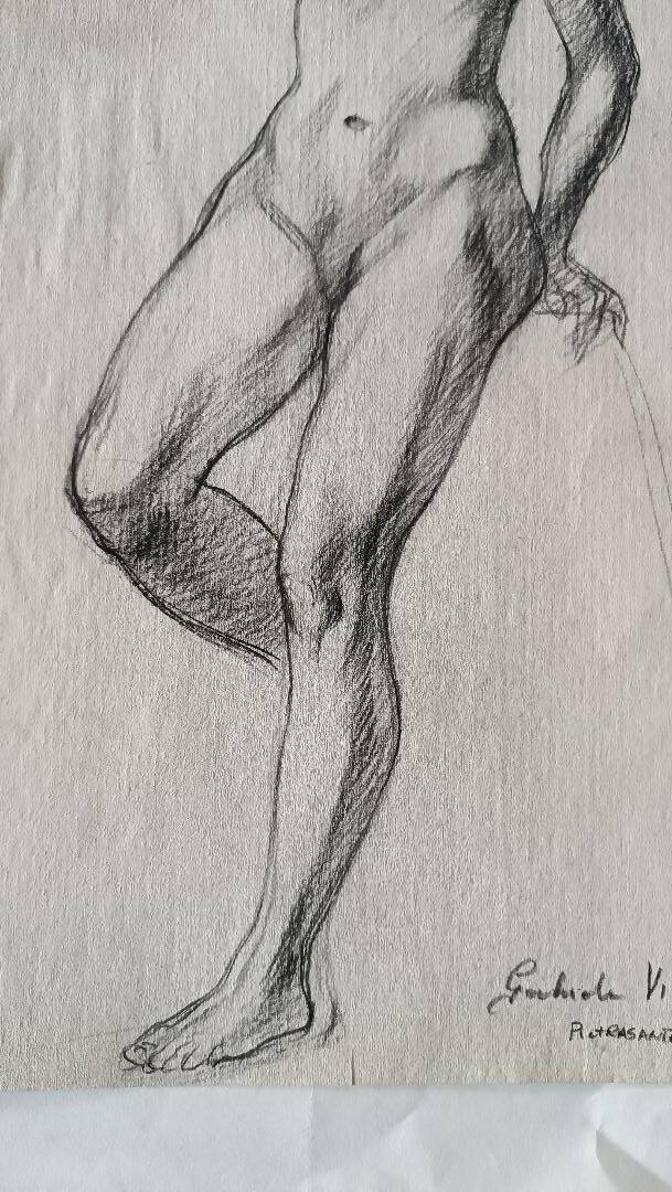 Pencil drawing on paper, sketch of a female nude - Gabriele Vicari