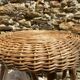 Tabouret en rotin et bois,   années 60