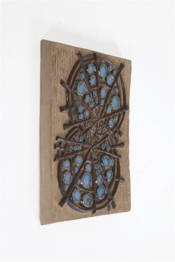 Rare “Abstract Wheels” ceramic relief by Marianne Starck for Michael Andersen / wall plaque / Mid-century Danish modern design / 1960s / 1970s