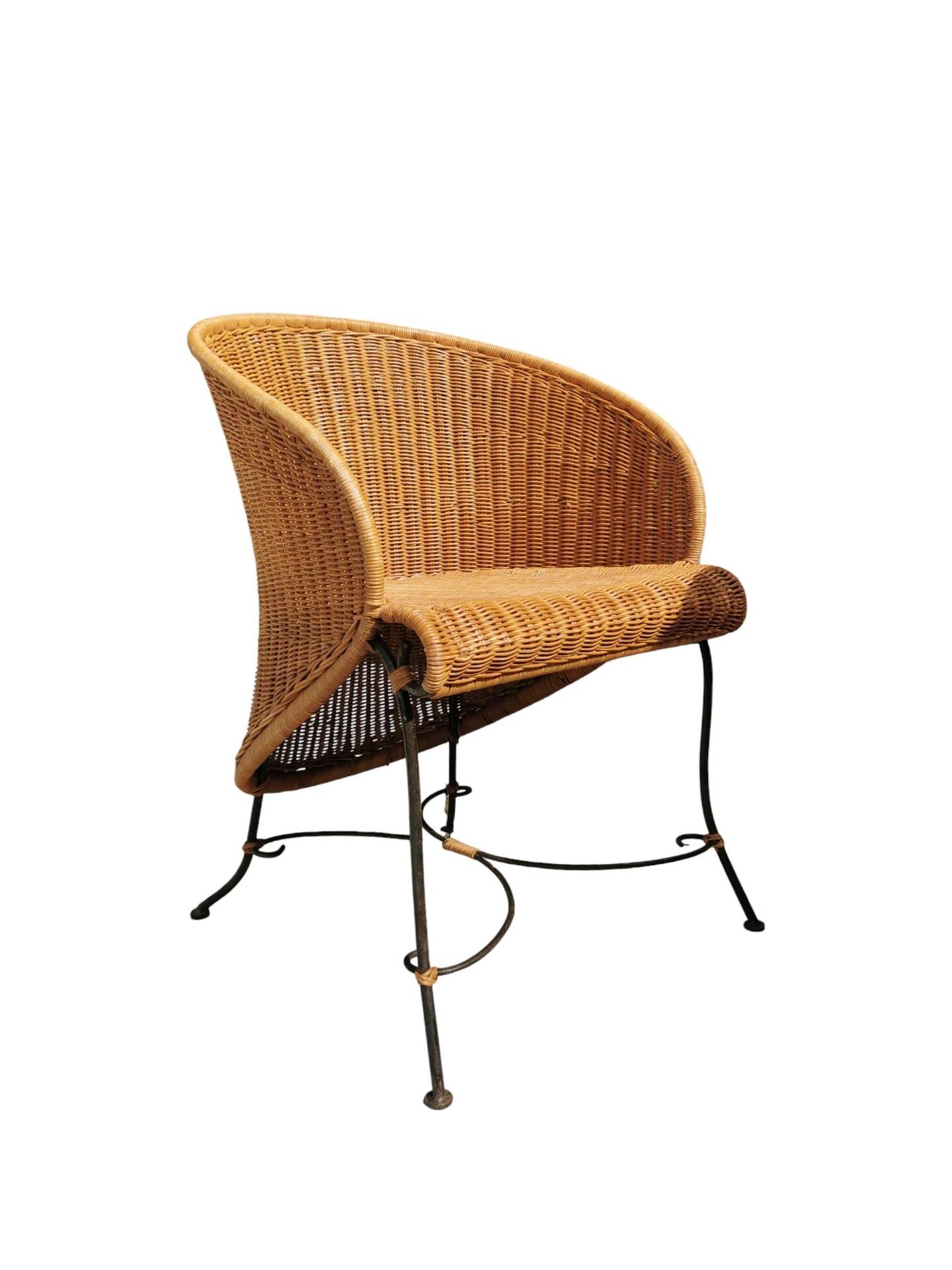 2 fauteuils en rotin et fer forgé