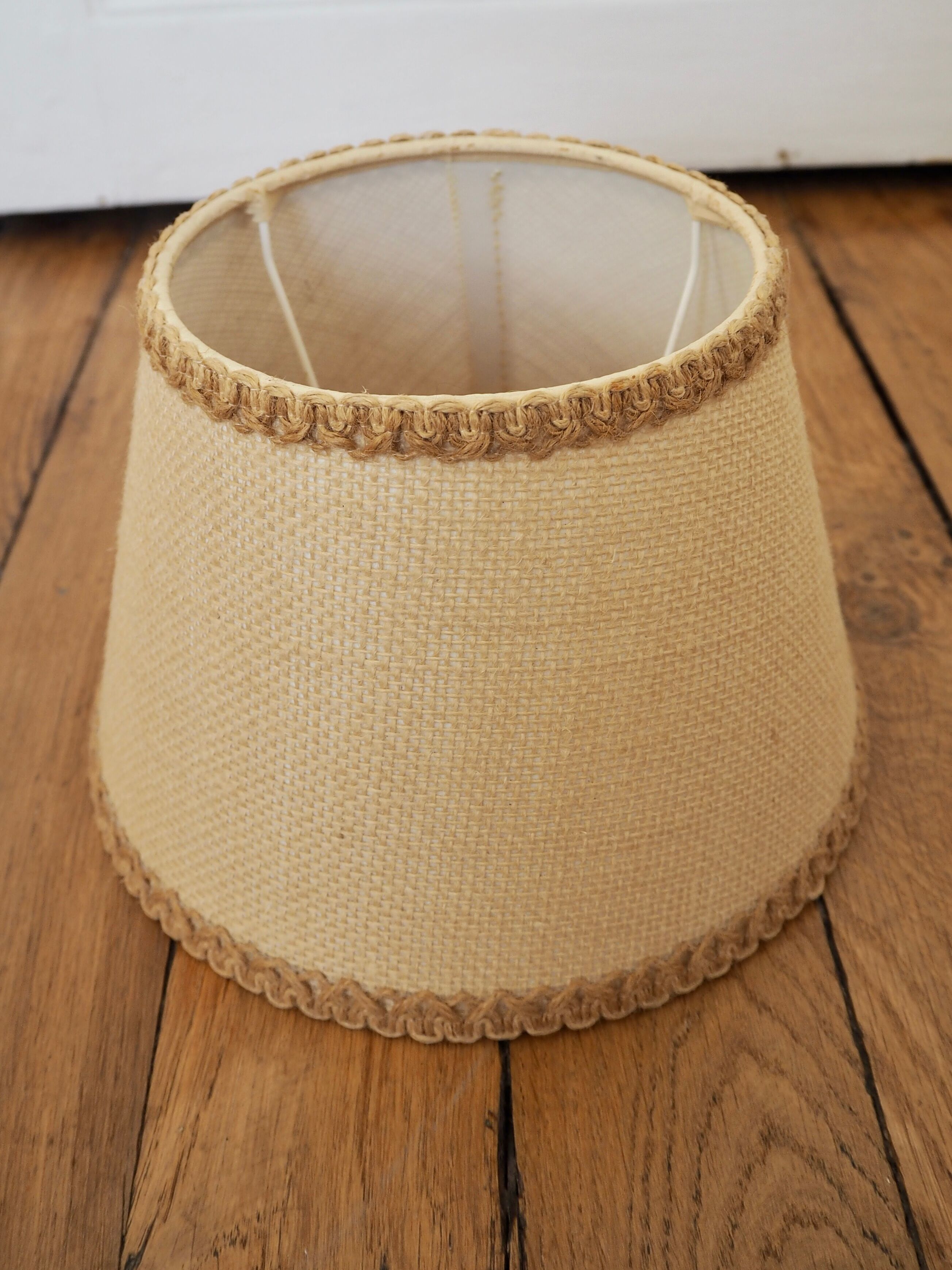 Vintage beige jute lampshade H14cm