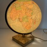 Globe vintage 1960 terrestre verre Perrina marbre mappemonde - 28 cm
