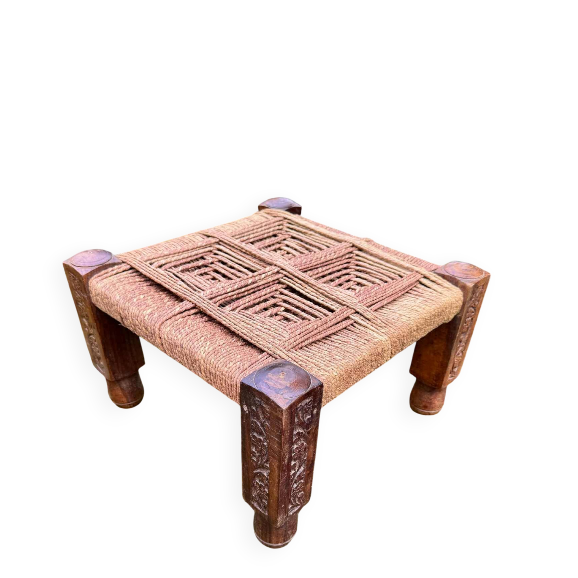 Large Indian rope stool from the early 20th century.