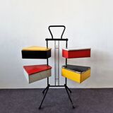 Multicolored wood and metal sewing box stand by Joos Teders for Metalux (attr.), Netherlands 1950's