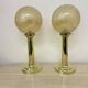Set of 2 large globe glass table lamps , 1970s