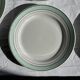 Set of 7 antique flat plates in turquoise earthenware with a gold rim D22