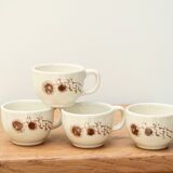 Set de 4 tasses à café Sarreguemines Les Chardons, années 70