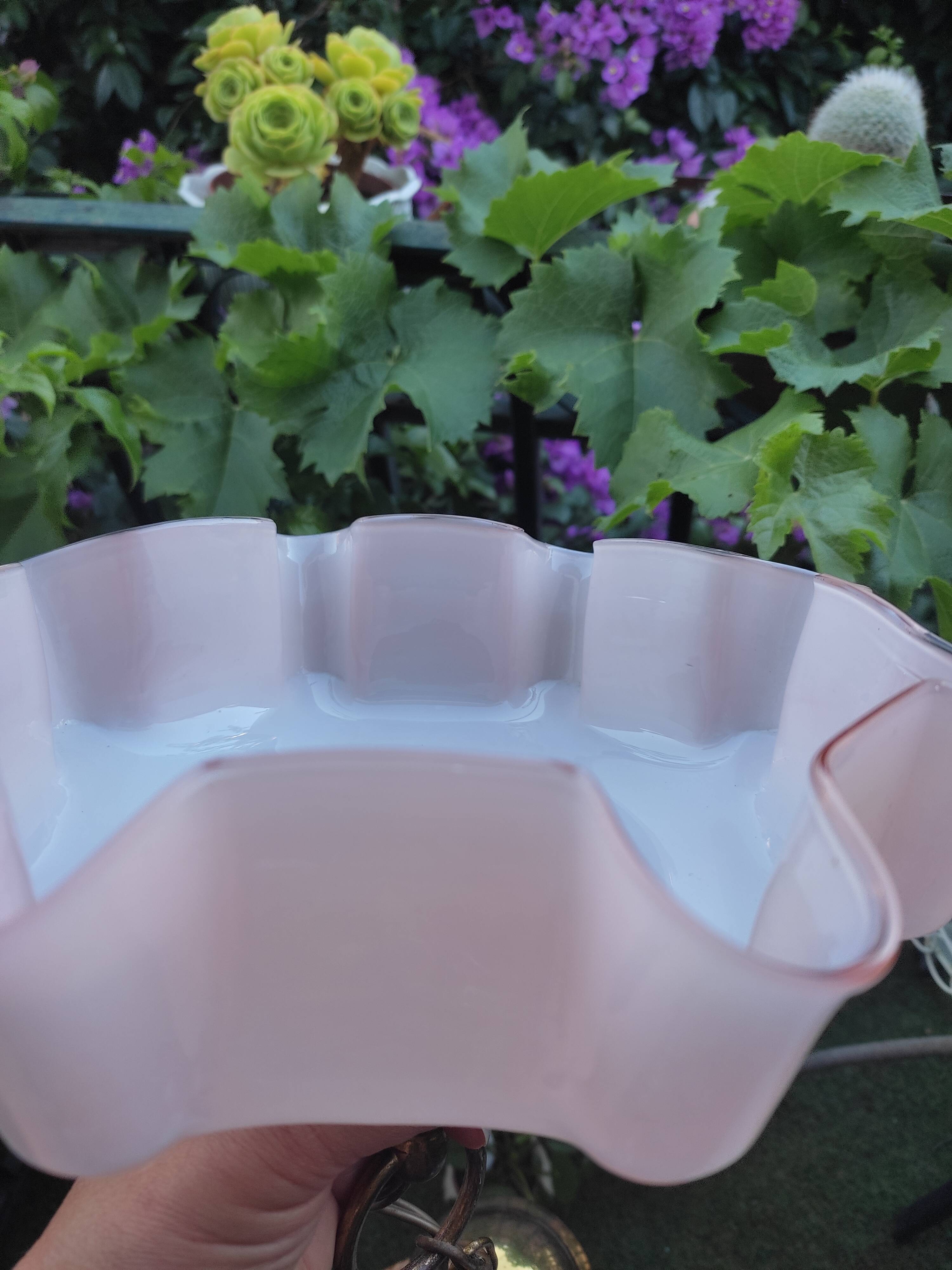 Pink opaline hanging lamp