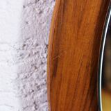 Round Scandinavian teak mirror - 58cm