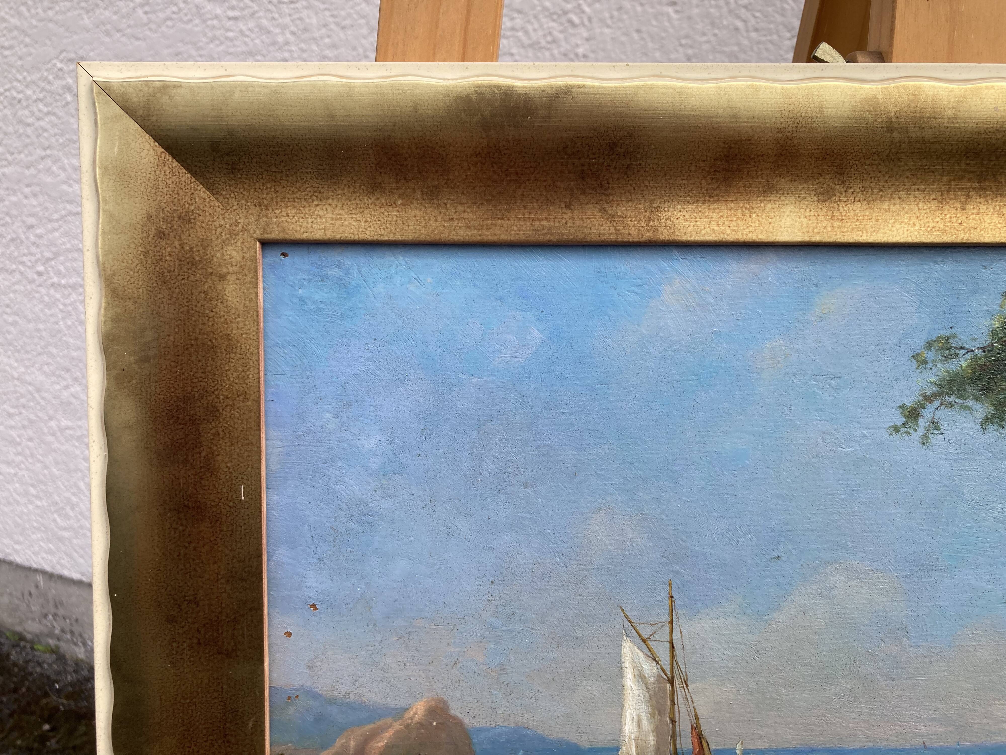 French School of the 20th century, Mediterranean seaside, oil on panel