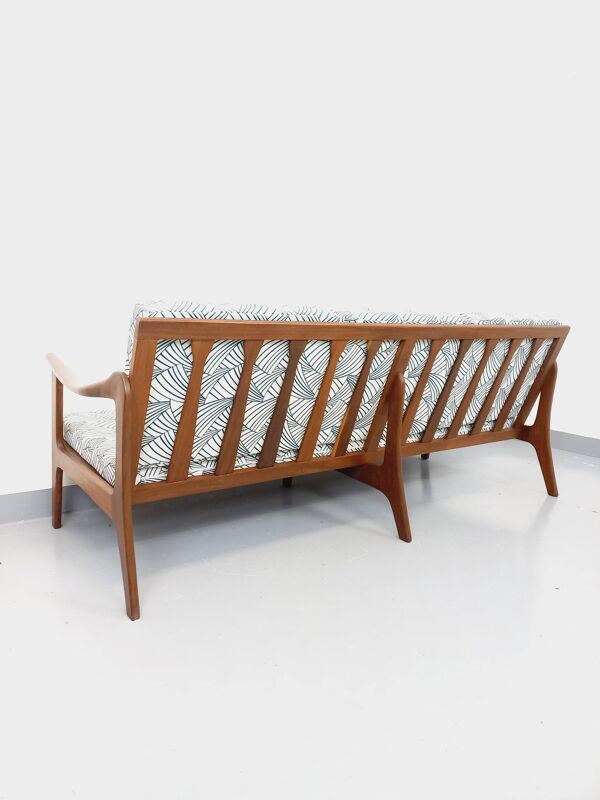 Banquette canapé 3 places scandinave Arne Wahl Iversen pour Komfort en teck