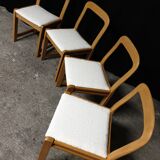 Set of 4 Scandinavian beech chairs from the 70s