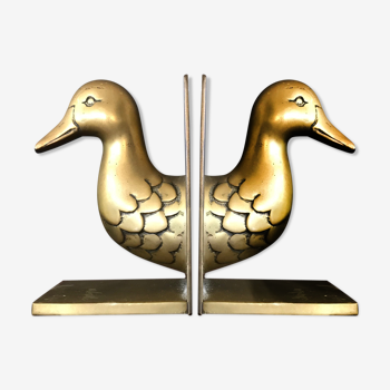 Pair of brass duck bookends