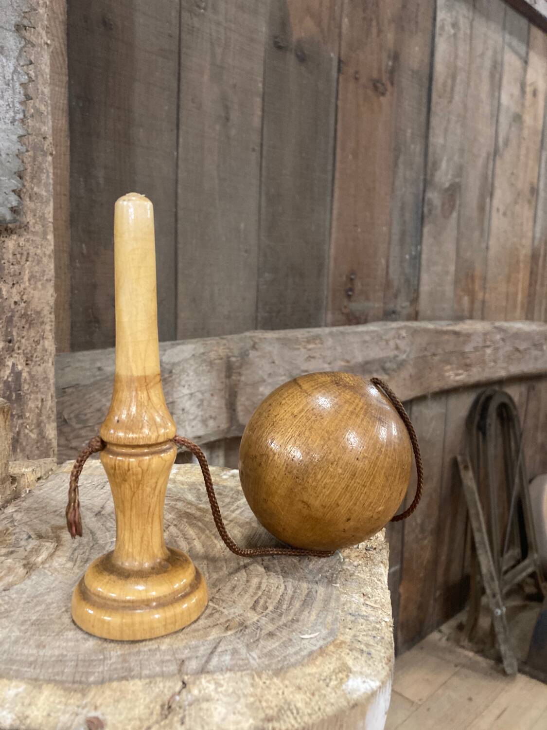 Old wooden bilboquet