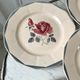 Set of 6 flat plates Digoin Sarreguemines pink and blue flowers 40s