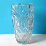 Vase vintage en verre lourd clair par Rudolfova Huť / République tchèque / années 1960