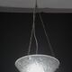 French Art Deco glass bowl pendant chandelier with floral pattern, 1950