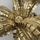 Large brass palm tree floor lamp with 3 trunks