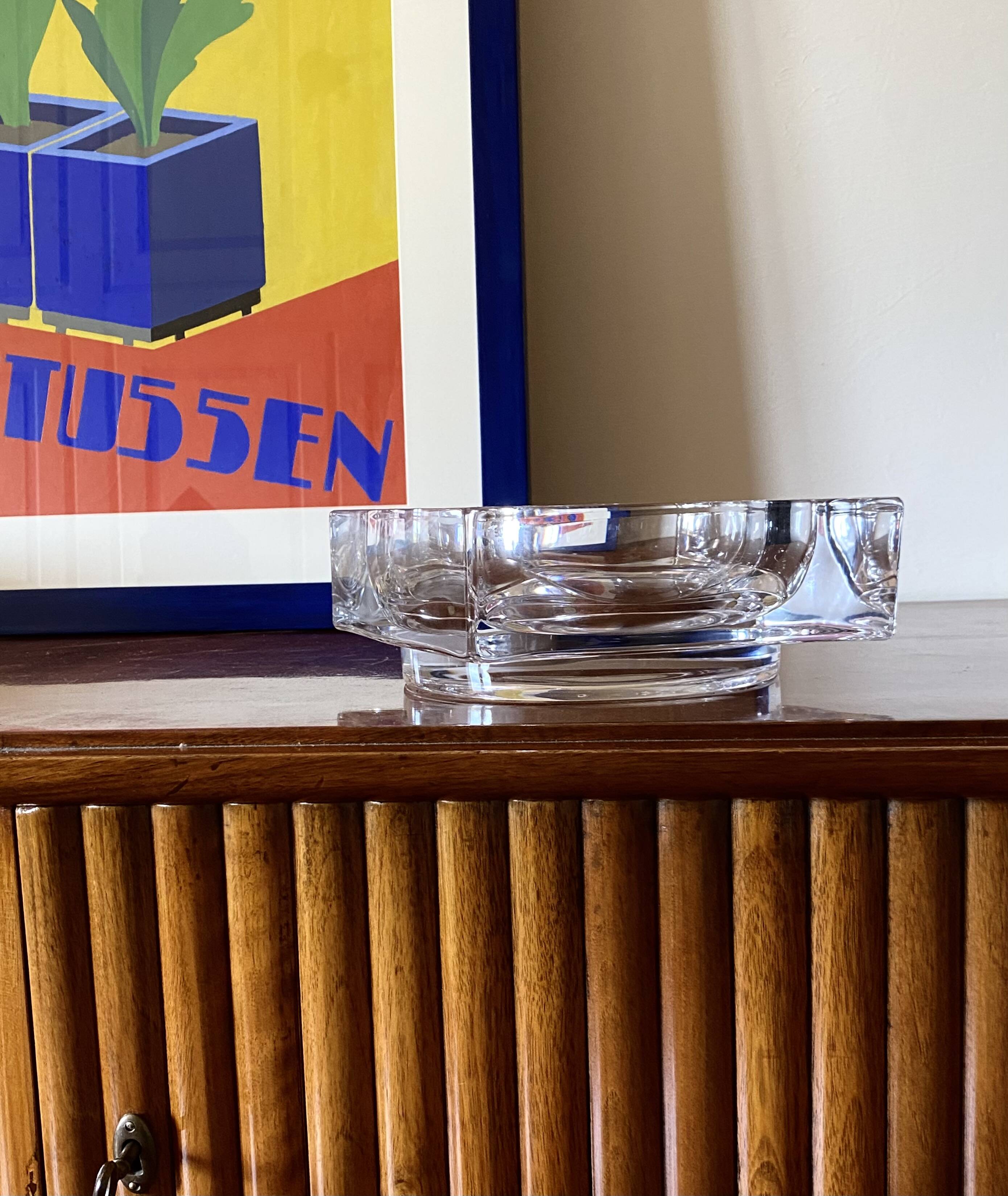 Monumental molded crystal ashtray, Sevres France 1970s