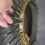 ancien Miroir Soleil Oeil De Sorcière laiton bruni