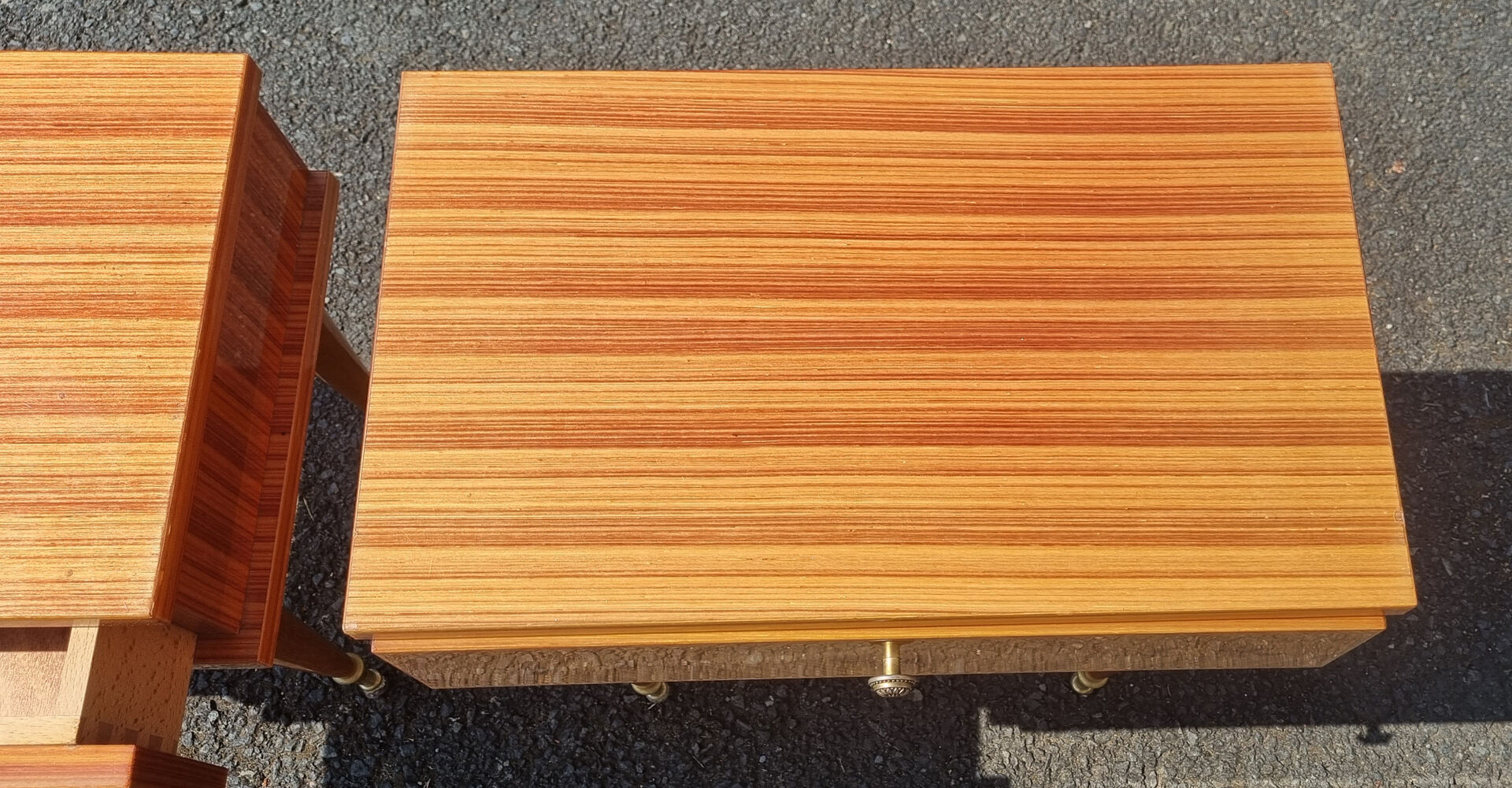 Paire de tables de nuit, vintage, années 50 / 60, marqueterie