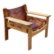 Safari chair in pine and leather, first edition attributed to Karin Mobring, 1970s