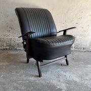 Siège de course vintage en simili cuir noir