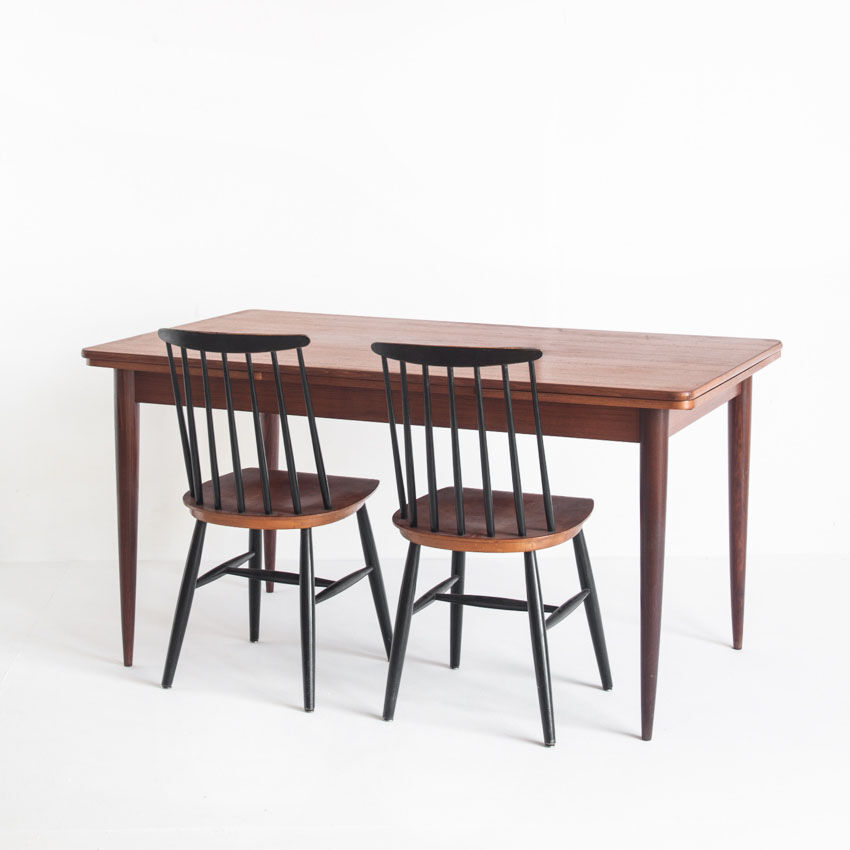 Table en teck avec rallonges de style scandinave - France, 1960
