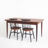 Table en teck avec rallonges de style scandinave - France, 1960