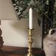 Large twisted brass torch candle holder