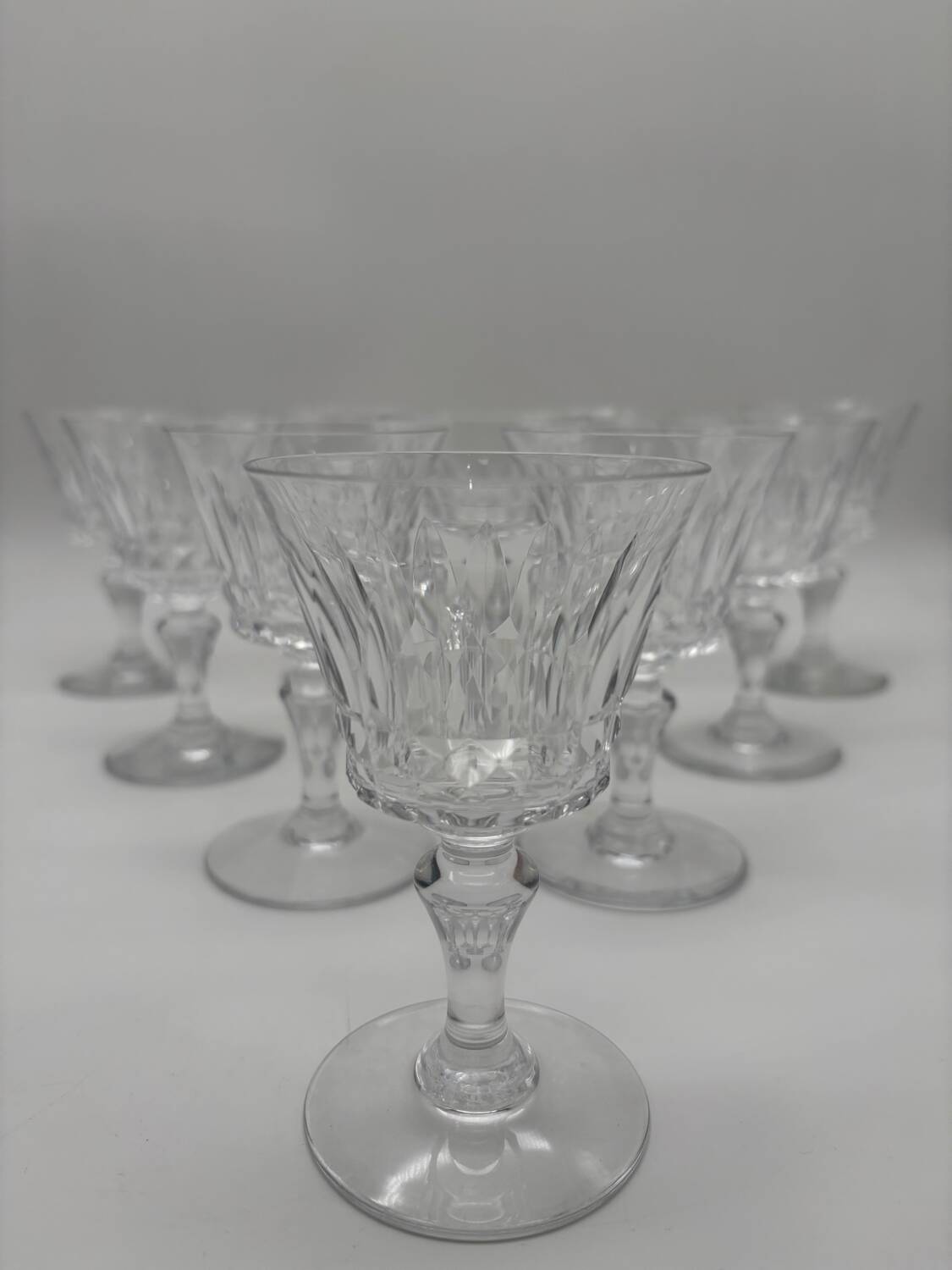 10 verres Baccarat, model Picadilly, France, verres à pied en cristal à porto / liqueur