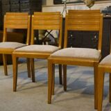 Set of 6 oak chairs by Gaston Poisson, 1940s