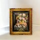 Old frame curved glass square dried flowers and fabric