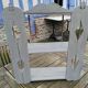 Grey painted wooden wall shelf
