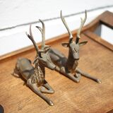 Paire de cerf, sculpture, cerf laiton, décoration intérieur, bouddhiste, collection, deer, brass