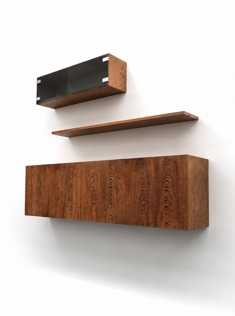 Vintage wall-mounted wengé sideboard by Banz Bord, 1970s