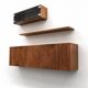 Vintage wall-mounted wengé sideboard by Banz Bord, 1970s