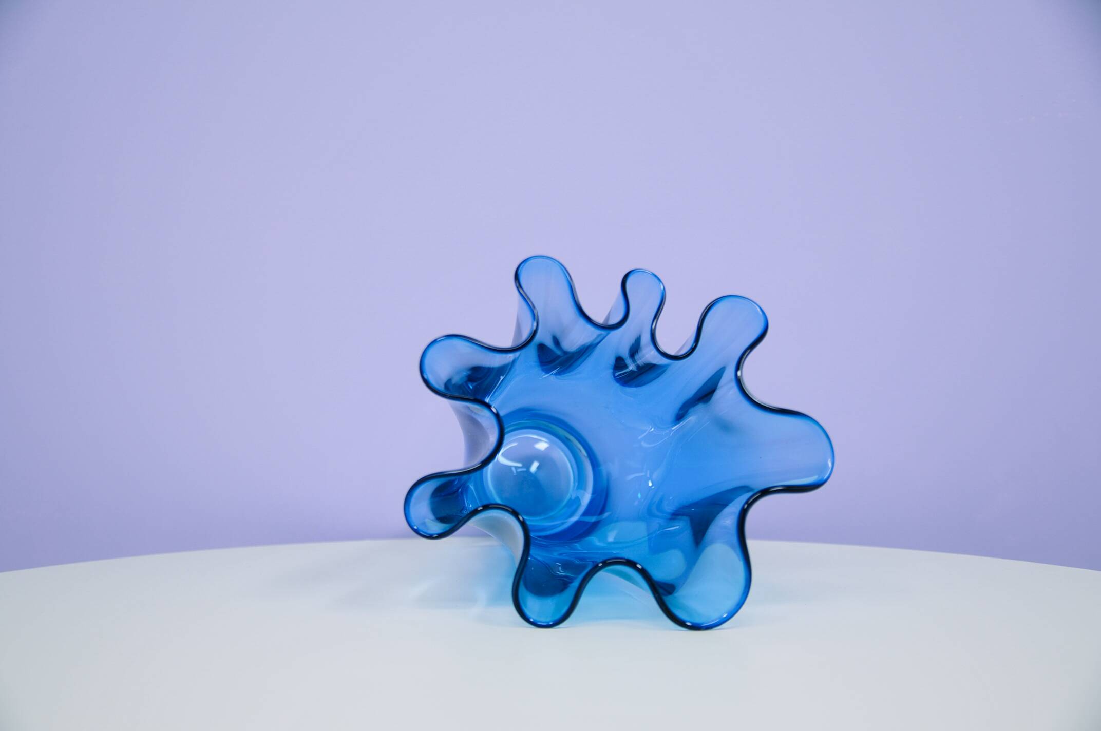 vintage mouth-blown blue glass vase