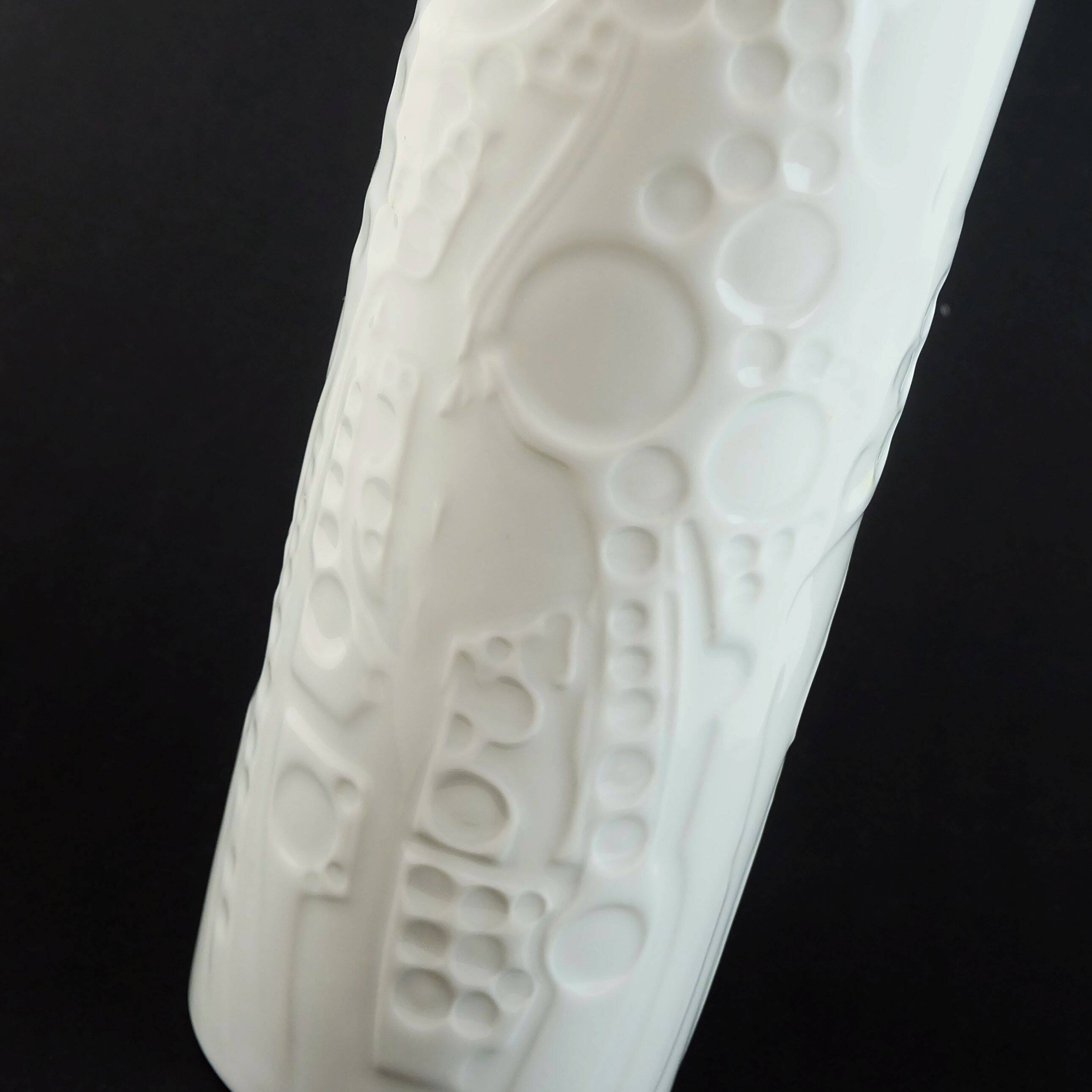 Large vase by gerold-porzellan op-art abstract relief decor 1960s/1970