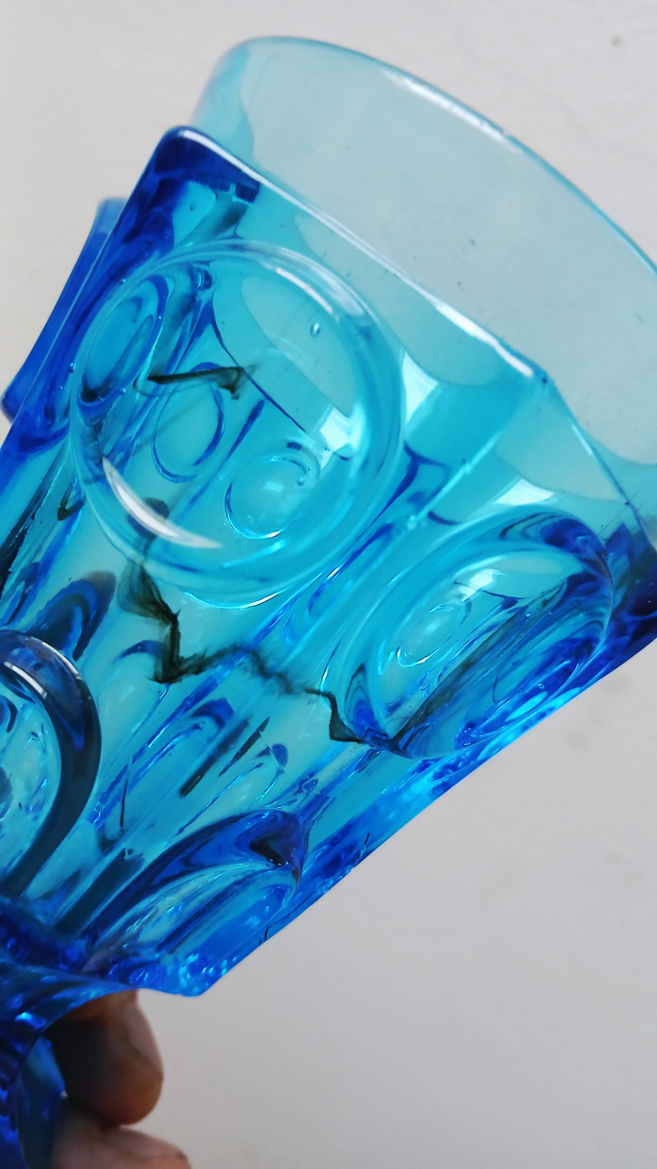 2 antique blue Charles X glasses