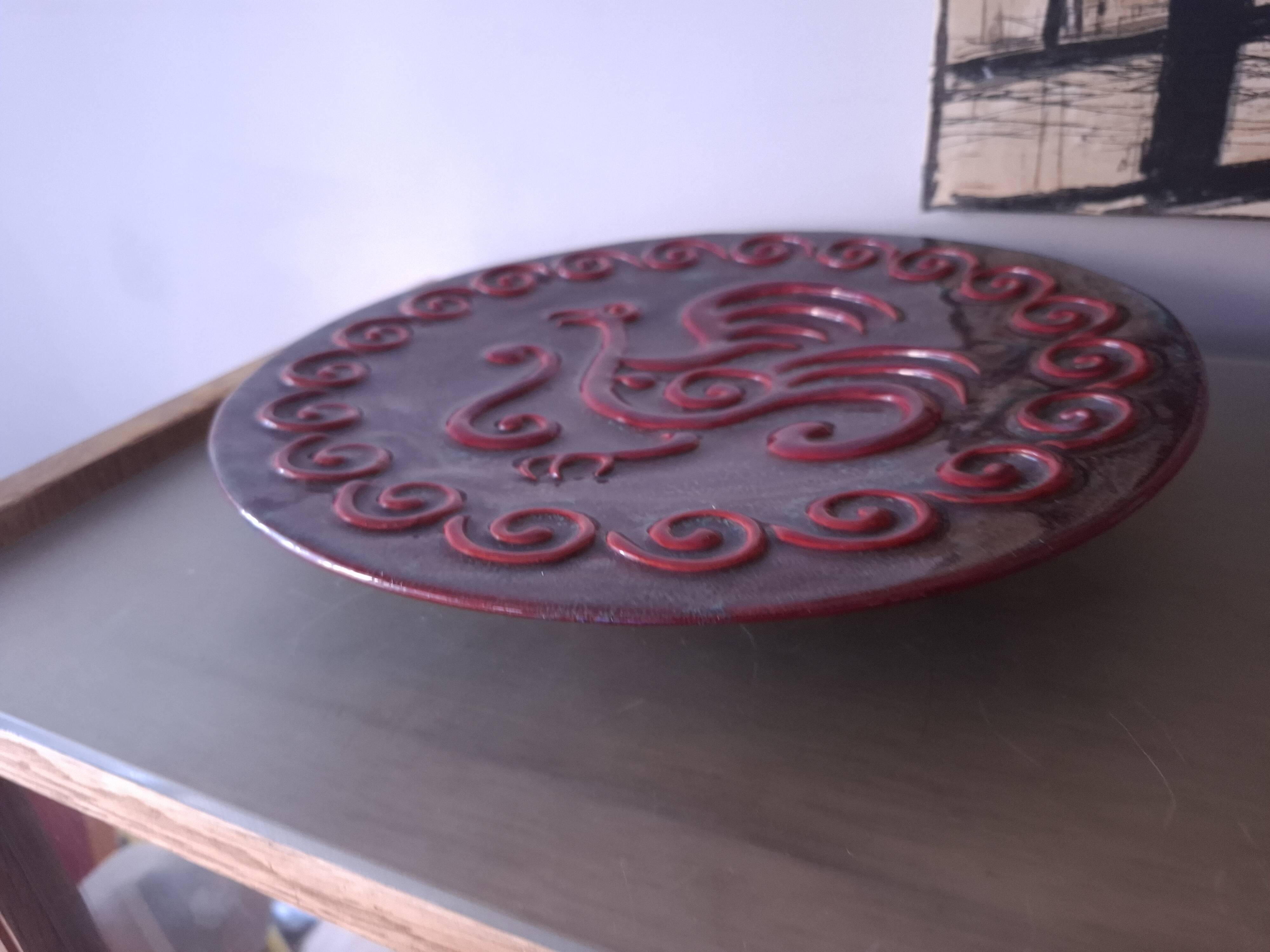 Ceramique annees 50's decor d'oiseau