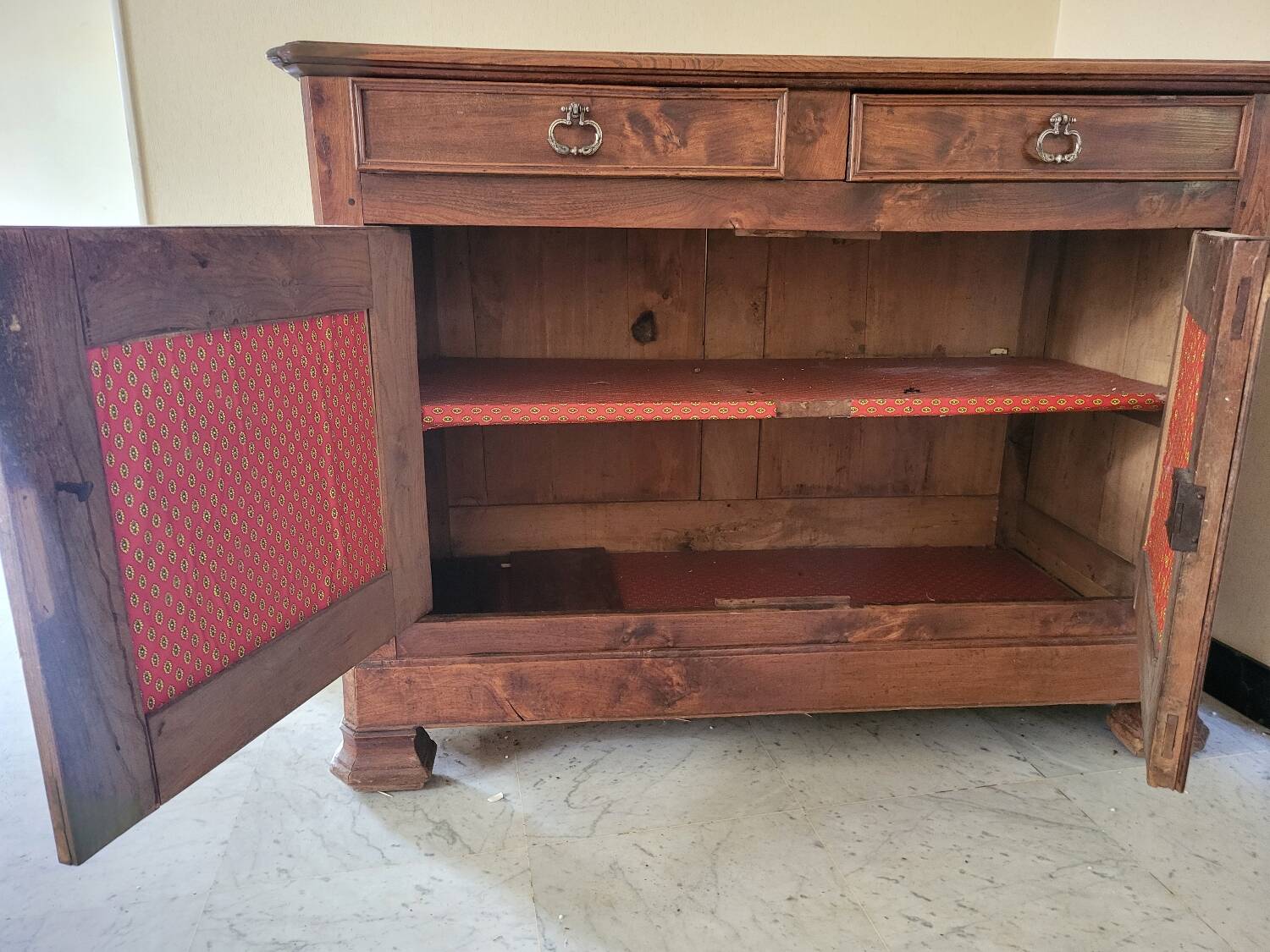 Antique solid wood sideboard – 2 drawers, 2 doors – natural patina
