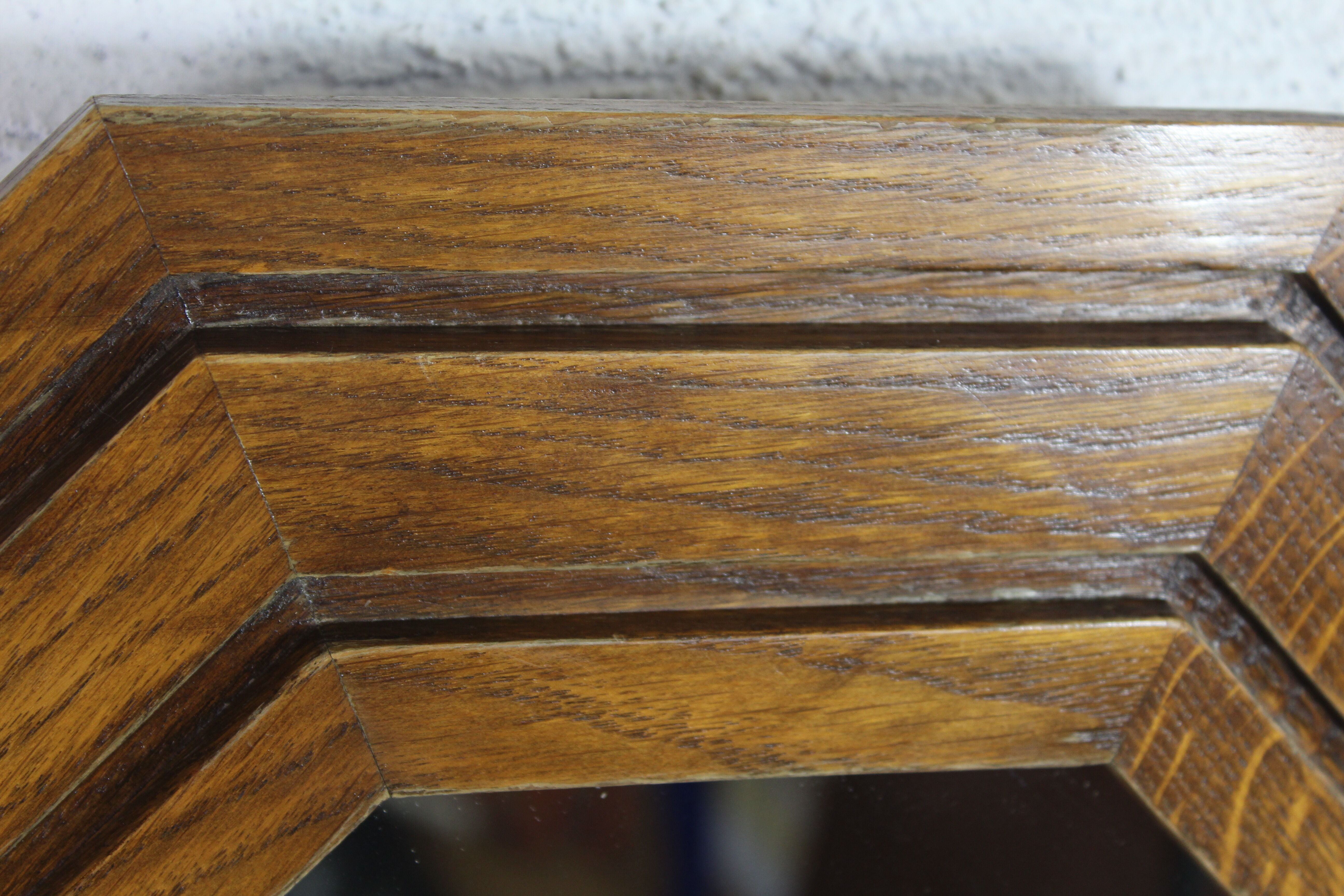 Octagonal oak mirror