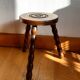 Turned wooden tripod stool