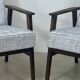 Pair of Henryk Lis 300-190 armchairs, 1970s, heathered grey-blue fabric. Ref: