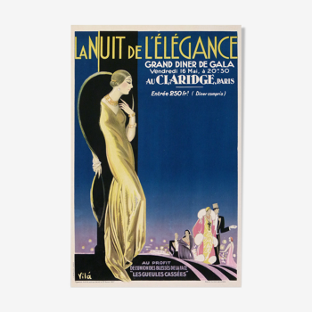 Poster by Emilio Vila "La nuit de l'élégance", 1927 - Robillon 60 x 39 cm