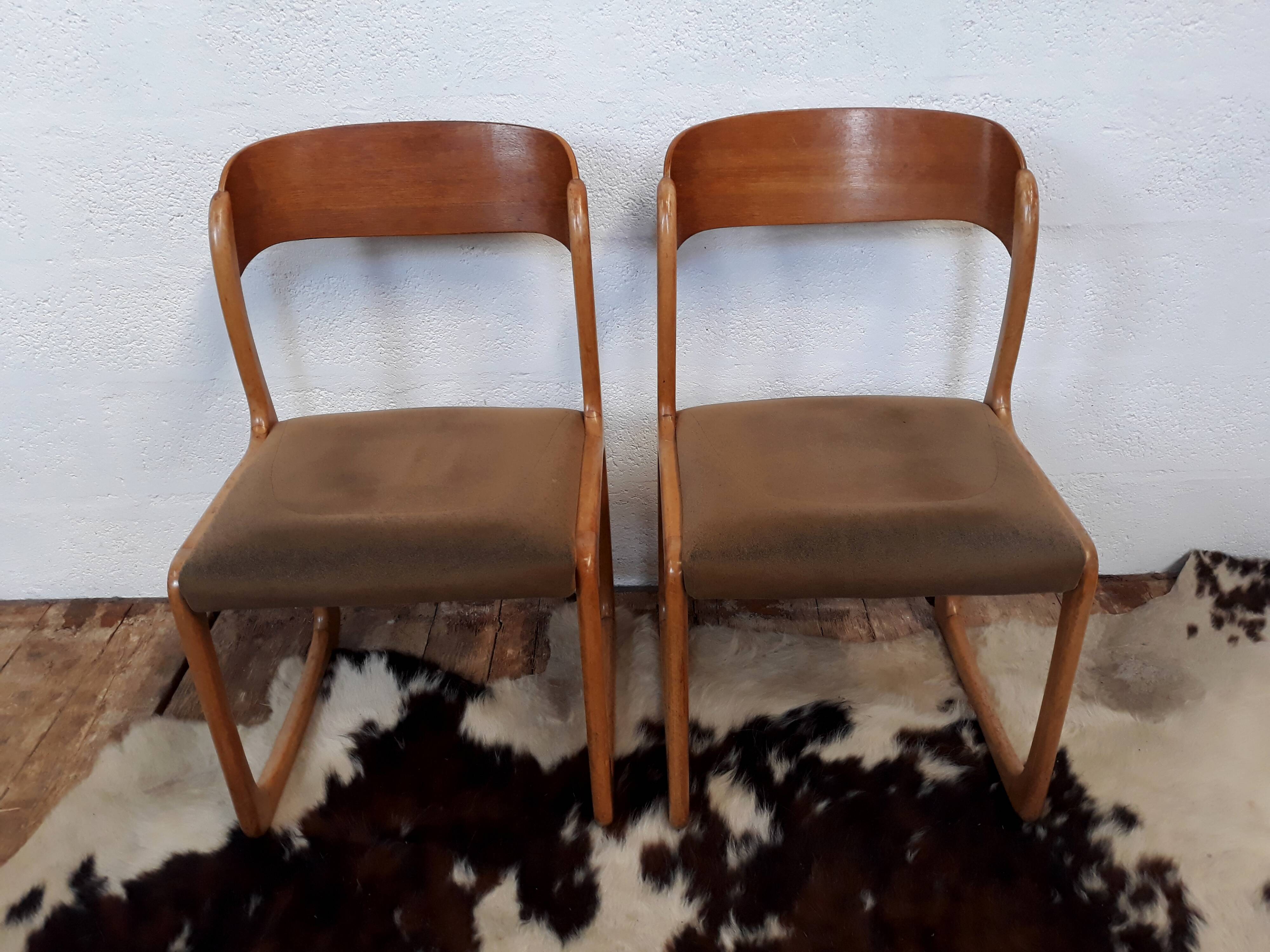 6 chairs Baumann vintage sled