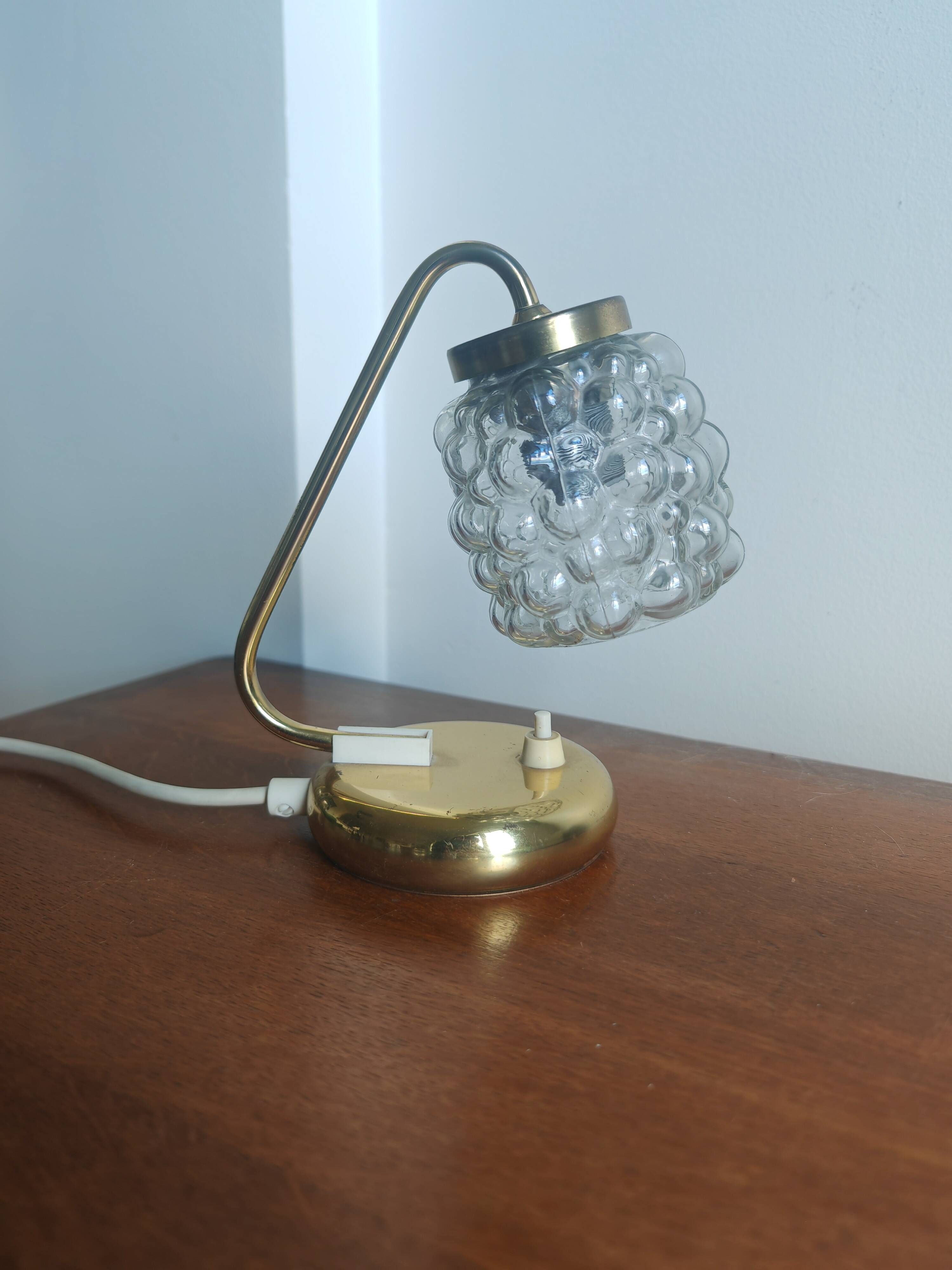 Small vintage brass and bubble glass lamp SARU (Germany) – 1960s