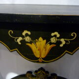 Console Napoleon III in blackened wood and golden flowers